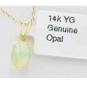 Genuine 0.76 Cts Opal Pendant 14k Gold